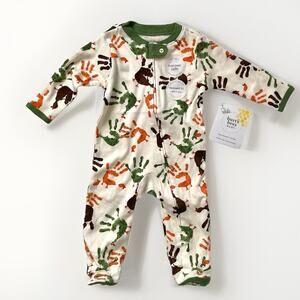 Burt's Bees Baby Thanksgiving Hand Turkey Sleep & Play Footed Pajamas 0-3 mo New